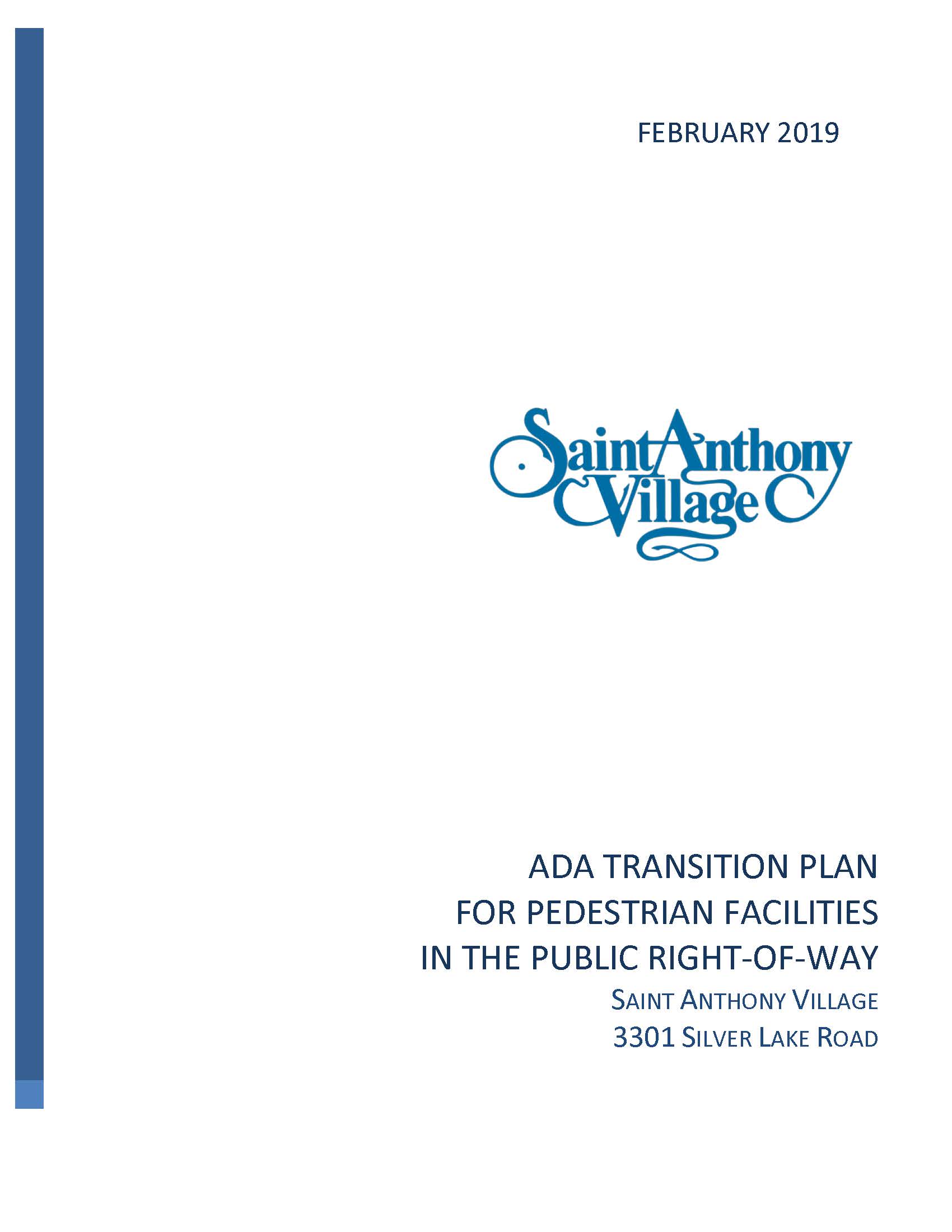 Cover of St Anthony ADA Transition Plan Feb 2019-Final